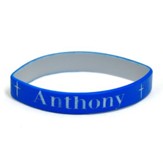 Personalized, Name in Bold, Wristband, With Cross, Blue