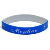 Personalized, Name in Script, Wristband, With Cross, Blue