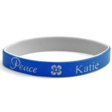 Personalized, Peace Wristband, With Name And Flower, Blue