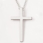 Flat Cross Necklace, Sterling Silver