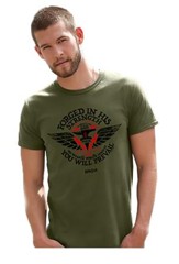 Forged In His Strength Shirt, Green, X-Large