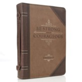 Strong and Courageous Bible Cover, Brown, Medium