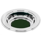 Silver Tone Offering Plate, Green Pad