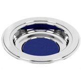 Silver Tone Offering Plate, Blue Pad