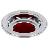 Silver Tone Offering Plate, Burgundy Pad