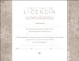 Certificado de Licencia, Paquete de 6 (Minister's License Certificate, Pack of 6)