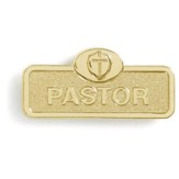 Pastor Badge with Cross, Brass