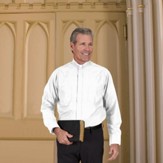 Men's Long Sleeve Clergy Shirt with Tab Collar: White, Size 15 x 32/33