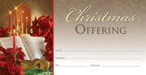 Christmas--Poinsettia, Bible, Candles Offering Envelopes, 100