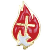 Cross Flame And Dove Lapel Pin