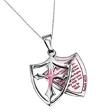 Strength, Shield Cross Necklace, Pink