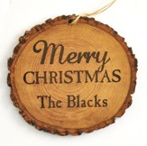 Personalized, Tree Bark Ornament, Merry Christmas