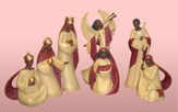 Black Nativity Set, Red and Cream  7 Pieces