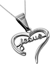 Jesus Handwriting Heart Necklace