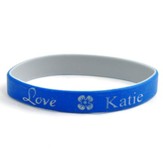 Personalized, Love Wristband, With Name and Flower, Blue
