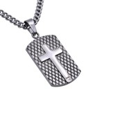 Courageous Diamond Back Shield Cross Necklace, Silver