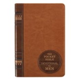 The Pocket Bible Devotional for Men--lux leather, brown