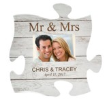 Personalized, Puzzle Photo Frame, Mr and Mrs, White