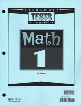 BJU Press Math Grade 1 Tests Answer Key Third Edition