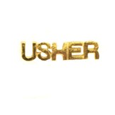 Usher Lapel Pin, Block Letters, Gold Plated