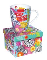 With Faith All Things Are Possible, Floral Mug