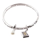 Romans 8:28 Mobius Bracelet with Bible and Pearl Charm