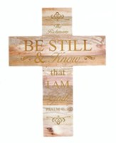 Personalized, Cross, Natural Wood, Be Still