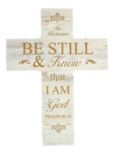 Personalized, Wood Cross, Be Still, White