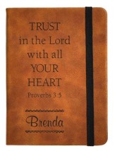 Personalized, Leather Notebook, Trust In The Lord,  Small, Tan