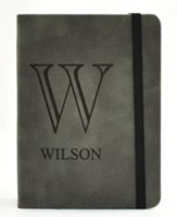 Personalized, Leather Notebook, Monogram, Small, Gray