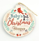 Personalized, Round Ornament, Baby's First Christmas,  with Name
