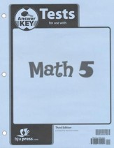 BJU Press Math Grade 5 Tests Answer Key, Third Edition