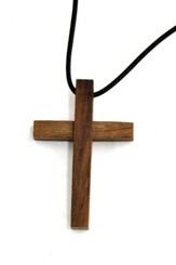 Block Wood Cross Pendant