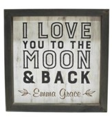 Personalized, Framed Wood Art, I Love You To The Moon and Back, White
