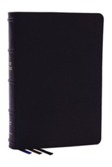 NKJV Large-Print Thinline Reference Bible, Comfort Print, Blue Letter, Maclaren Series--soft leather-look, black - Slightly Imperfect