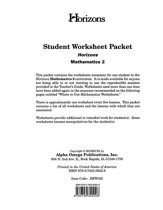 Horizons Mathematics Grade 2 Student worksheet packet