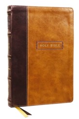 KJV Center-Column Reference Bible with Apocrypha--soft leather-look, brown