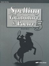 Abeka Spelling, Vocabulary, & Poetry 5 Tests Key