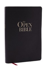 NKJV Open Bible, Comfort Print--soft leather-look, black (indexed)
