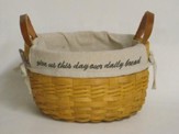 Give Us This Day Our Daily Bread, Natural Round Basket, Burlap Lining