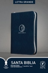 Santa Biblia NTV, Edición zíper con referencias, letra grande, LeatherLike, Blue