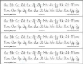 Cursive Alphabet Desk Strips (1  Sheet of 4 Strips;  Grades 3-5)