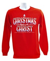 Christmas Begins With Christ, Long Sleeve Tee Shirt, Red, Large