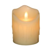Flameless LED Candle, Ivory with Wax Dripping, 4 Inches