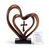 Double Heart with Cross Figure, Brown