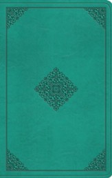 ESV Value Thinline Bible--soft leather-look, teal with ornament design
