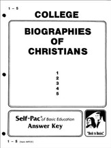Biographies Of Christians Key 1-5, Grade 9-12