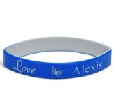 Personalized, Love Wristband, With Name and Butterfly,  Blue