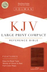 KJV Large Print Compact Reference Bible, Brown Cross LeatherTouch, Thumb-Indexed - Slightly Imperfect