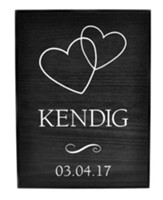 Personalized, Lithograph Plaque, with Hearts, Small,   Black